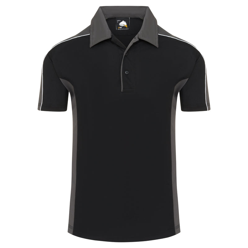 Load image into Gallery viewer, Avocet Wicking Poloshirt Black/Graphite 200GSM