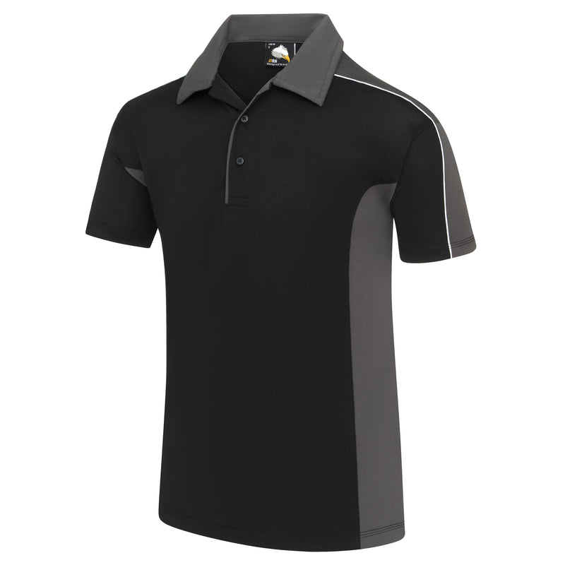 Load image into Gallery viewer, Avocet Wicking Poloshirt Black/Graphite 200GSM