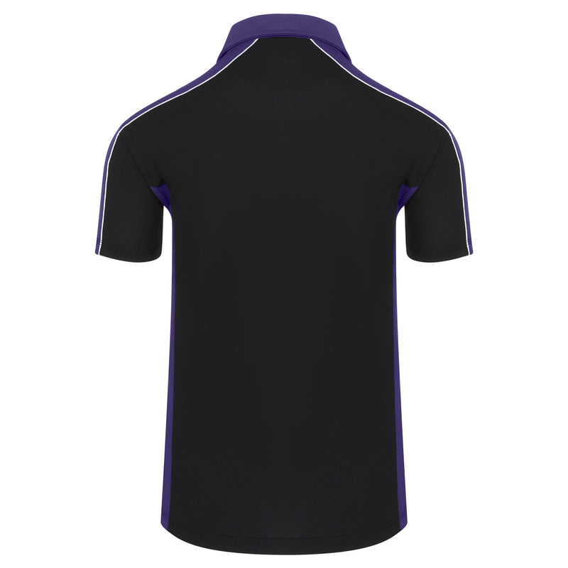 Load image into Gallery viewer, Avocet Wicking Poloshirt Black/Purple 200GSM
