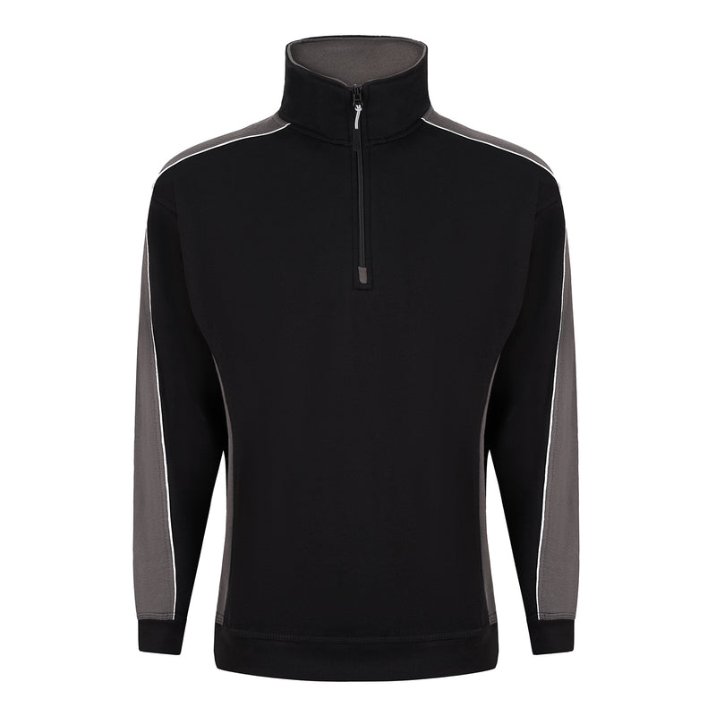 Load image into Gallery viewer, Avocet Quarter Zip Sweatshirt Black/Graphite 320gsm