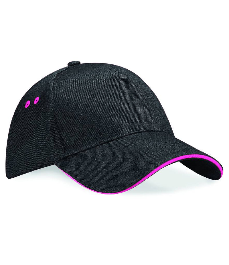 Load image into Gallery viewer, Beechfield 5 Panel Cap Black/Fuchsia