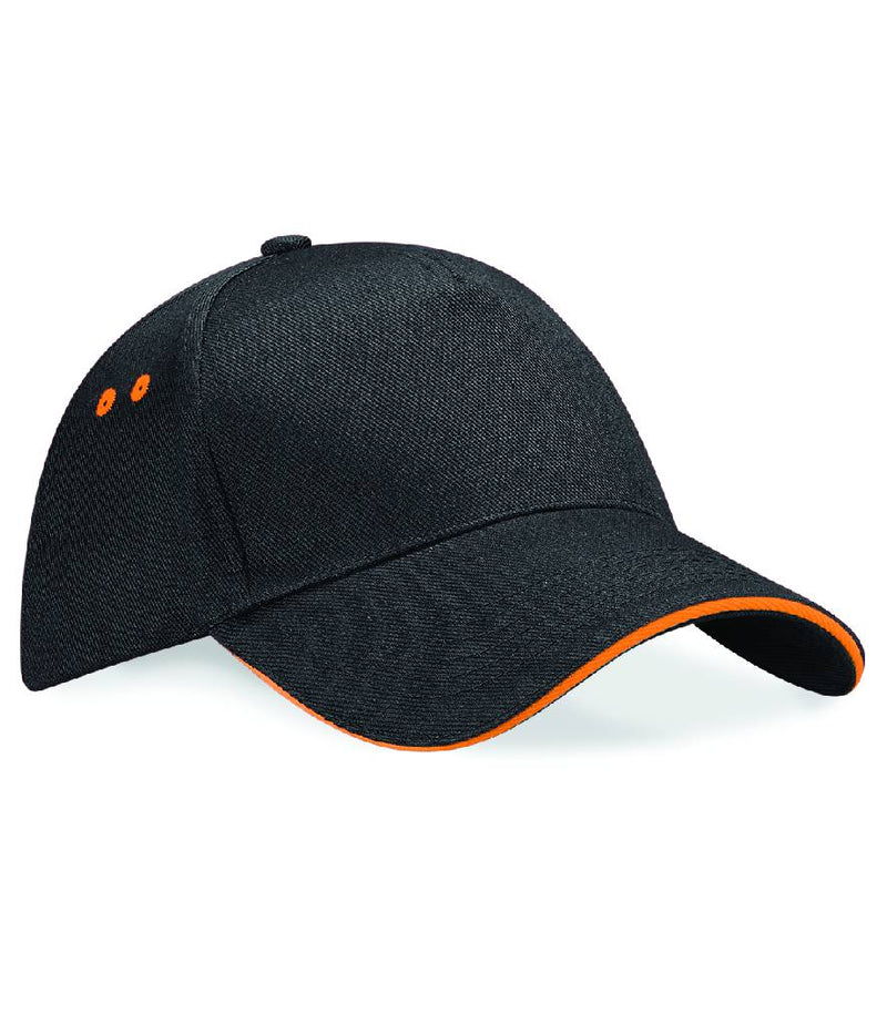 Load image into Gallery viewer, Beechfield 5 Panel Cap Black/Orange