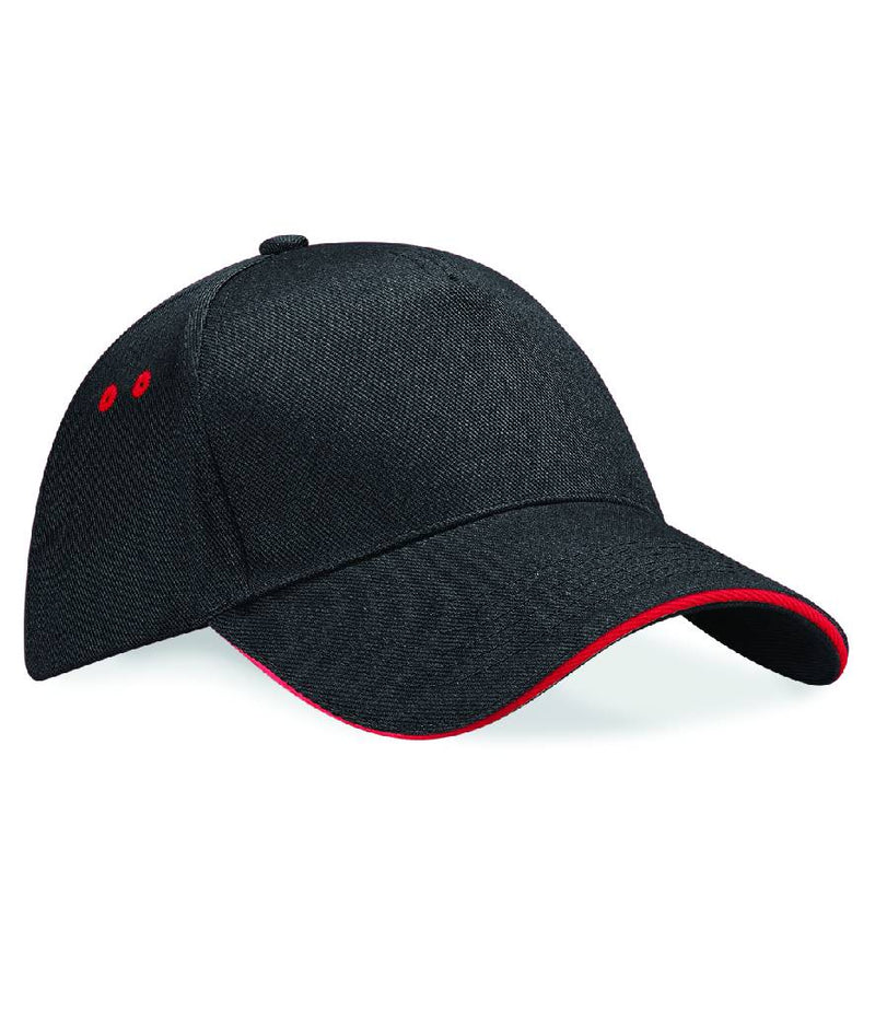 Load image into Gallery viewer, Beechfield 5 Panel Cap Black/Red