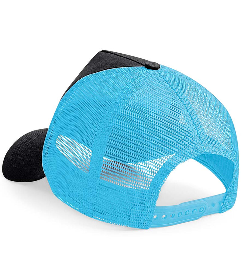 Load image into Gallery viewer, Beechfield Snapback Trucker Cap | Black/Surf Blue