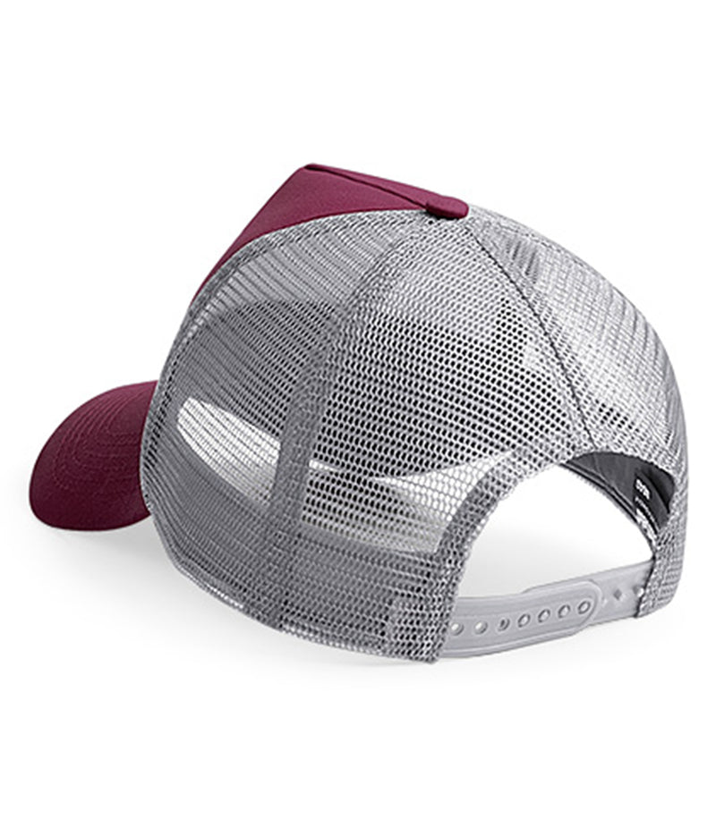Load image into Gallery viewer, Beechfield Snapback Trucker Cap | Burgundy/Grey