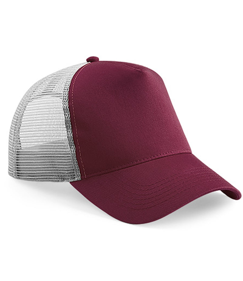 Load image into Gallery viewer, Beechfield Snapback Trucker Cap | Burgundy/Grey
