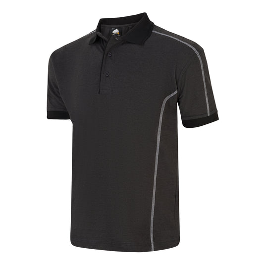 Crane Poloshirt Charcoal Melange/Black 220GSM