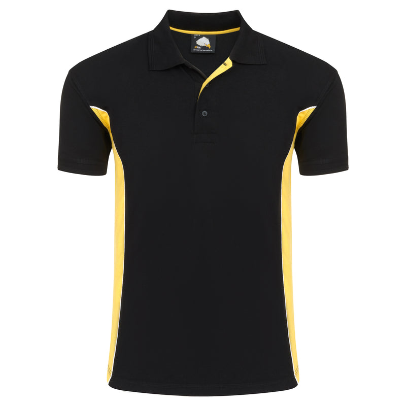 Load image into Gallery viewer, Silverswift Poloshirt Black/Yellow 220GSM
