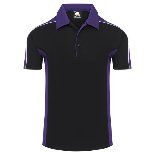 Avocet Wicking Poloshirt Black/Purple 200GSM