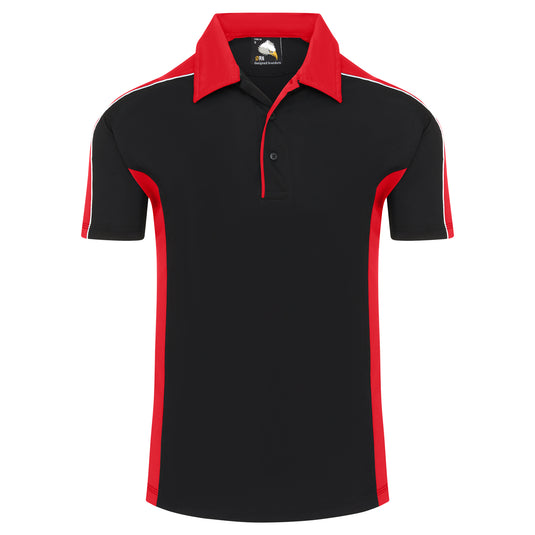 Avocet Wicking Poloshirt Black/Red 200GSM