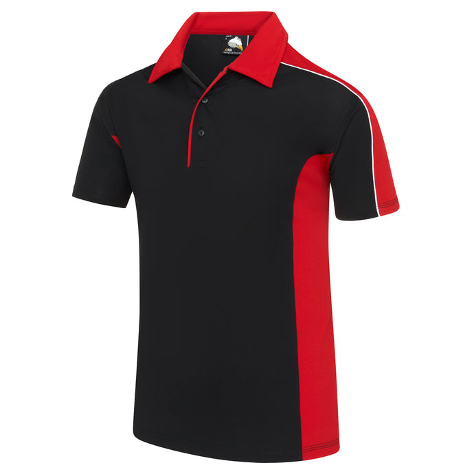 Avocet Wicking Poloshirt Black/Red 200GSM