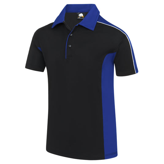 Avocet Wicking Poloshirt Black/Royal Blue 200GSM
