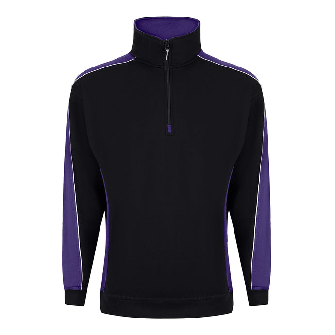 Avocet Quarter Zip Sweatshirt Black/Purple 320gsm