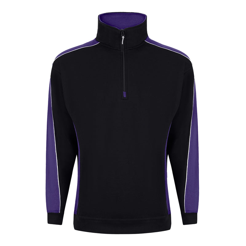 Load image into Gallery viewer, Avocet Quarter Zip Sweatshirt Black/Purple 320gsm
