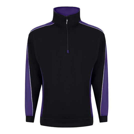 Avocet Quarter Zip Sweatshirt Black/Purple 320gsm