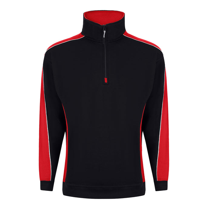 Avocet Quarter Zip Sweatshirt Black/Red 320gsm