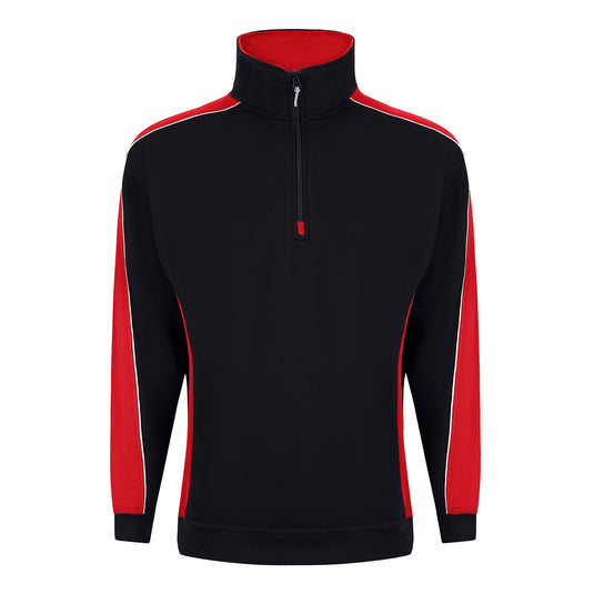 Avocet Quarter Zip Sweatshirt Black/Red 320gsm