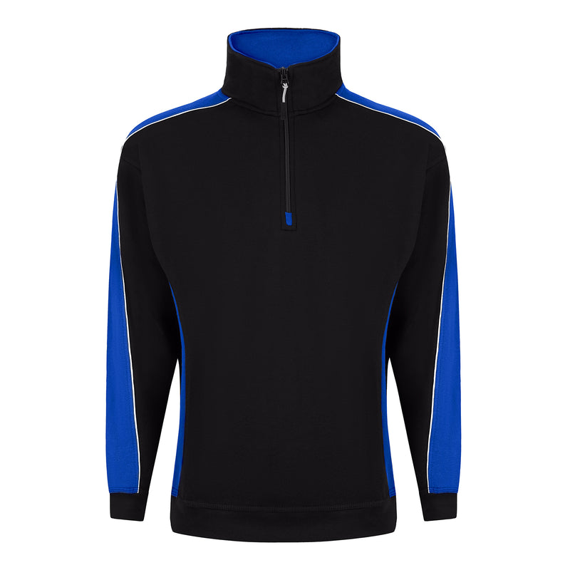Load image into Gallery viewer, Avocet Quarter Zip Sweatshirt Black/Royal Blue 320gsm
