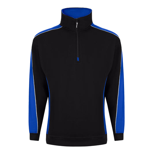 Avocet Quarter Zip Sweatshirt Black/Royal Blue 320gsm