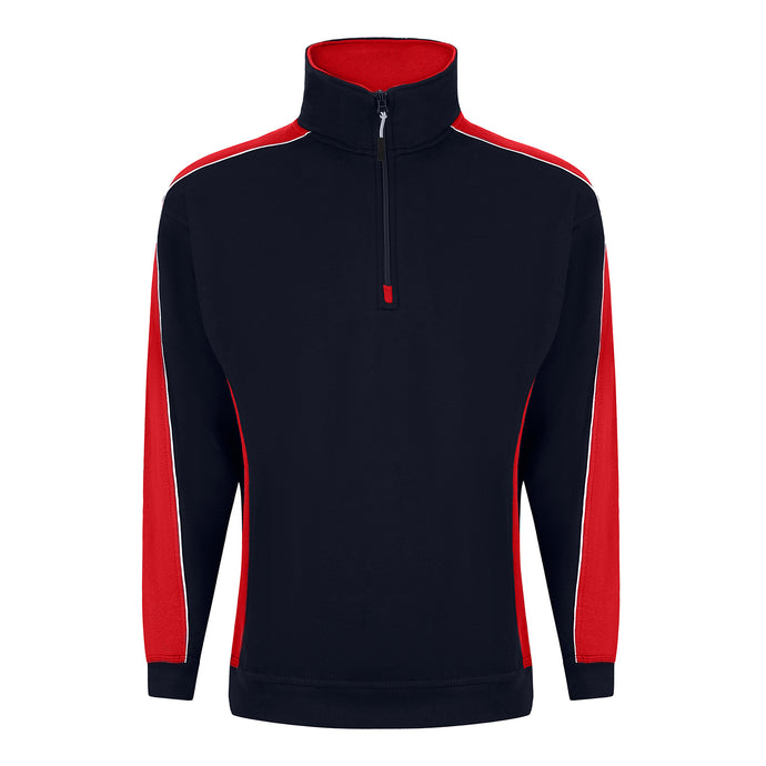Avocet Quarter Zip Sweatshirt Navy/Red 320gsm