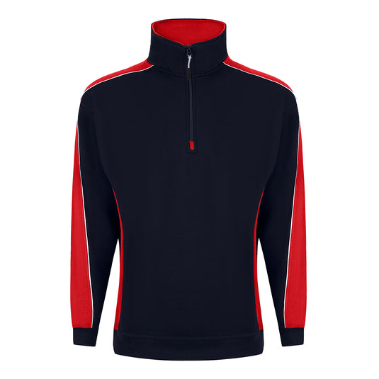 Avocet Quarter Zip Sweatshirt Navy/Red 320gsm