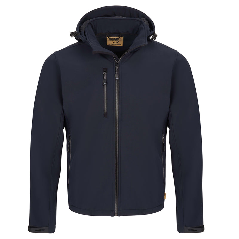Load image into Gallery viewer, Gannet EarthPro® GRS 3 Layer Softshell Hooded Jacket Navy
