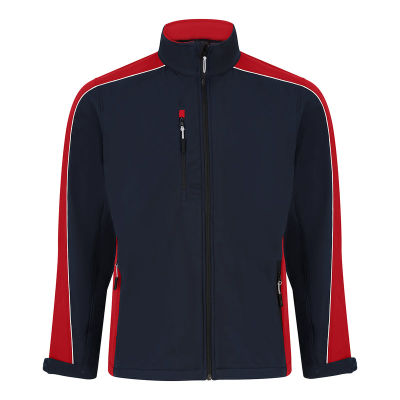 Load image into Gallery viewer, Avocet Softshell Jacket 3 Layer Navy/Red 320gsm
