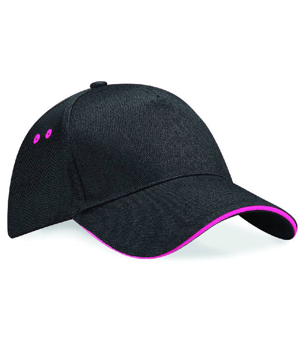 Beechfield 5 Panel Cap Black/Fuchsia