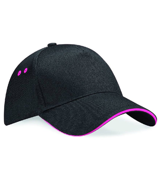 Beechfield 5 Panel Cap Black/Fuchsia