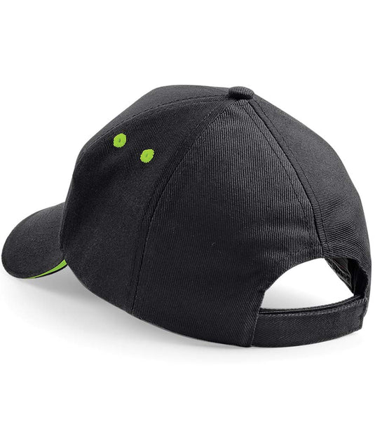 Beechfield 5 Panel Cap Black/Lime Green