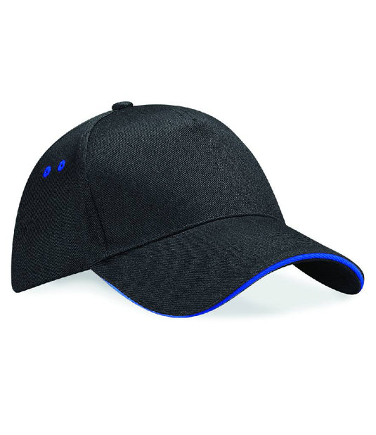 Beechfield 5 Panel Cap Black/Blue