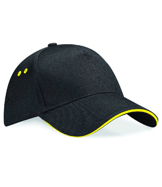 Beechfield 5 Panel Cap Black/Yellow