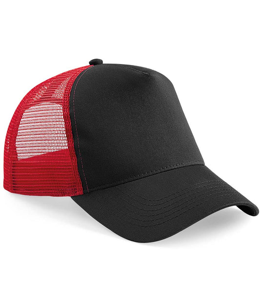 Beechfield Snapback Trucker Cap | Black/Classic Red