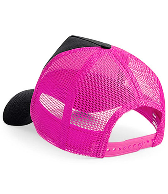 Beechfield Snapback Trucker Cap | Black/Fuchsia