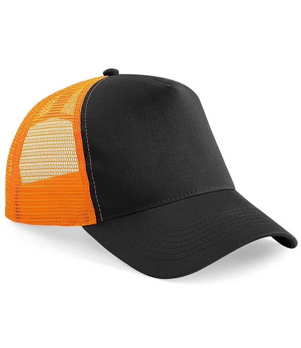 Beechfield Snapback Trucker Cap | Black/Orange