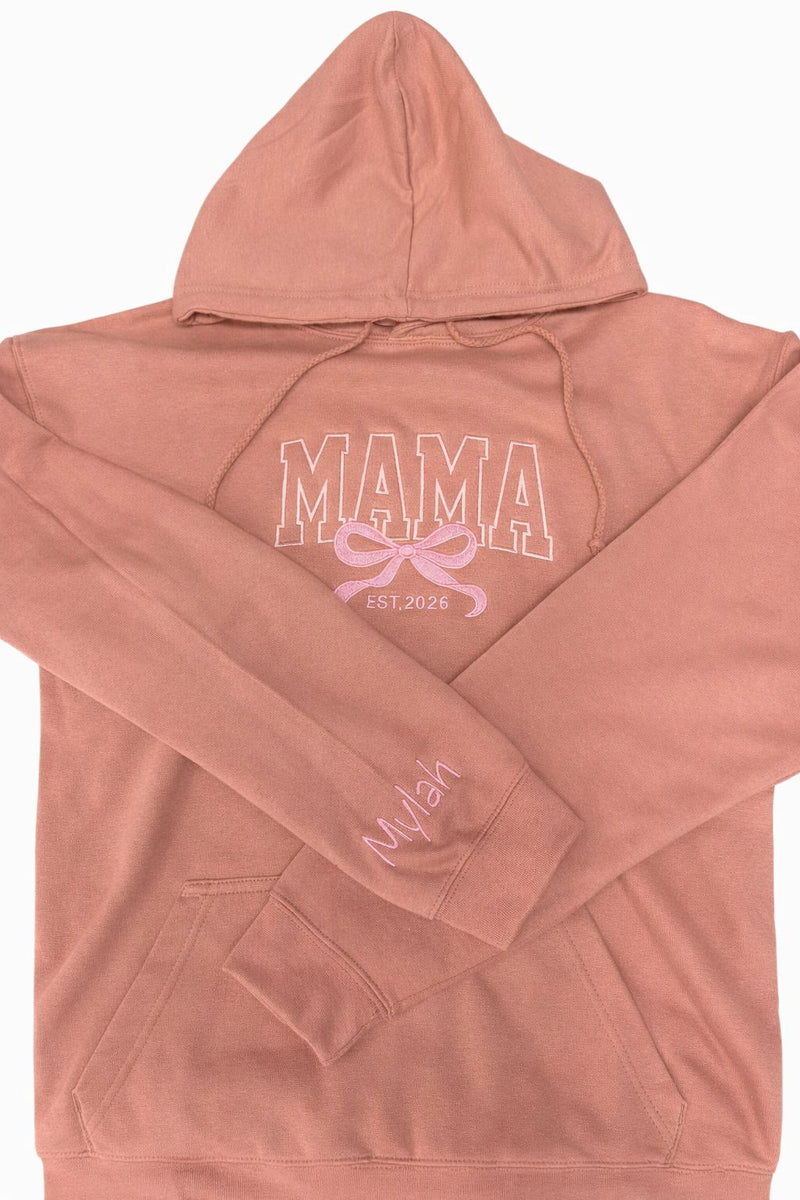 Load image into Gallery viewer, Personalised Mama Embroidered Hoodie - Dusty Pink

