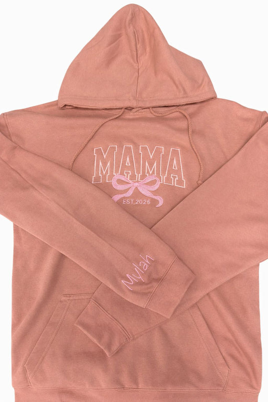 Personalised Mama Embroidered Hoodie - Dusty Pink